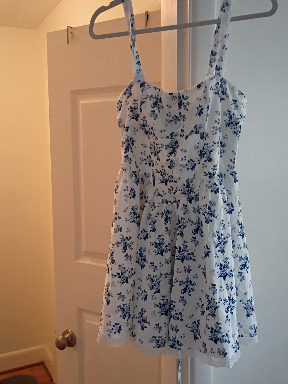 Girls' White and Blue Floral Sundress